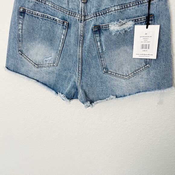 [Rachel Parcell] High Rise Dark Wash Denim Distressed Shorts NWT Button Fly 29 - Picture 7 of 12